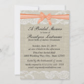 Kant en Burlap met Peach Bow Vrijgezellenfeest Kaart (Voorkant)