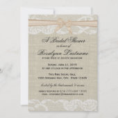 Kant en Burlap met Peach Bow Vrijgezellenfeest Kaart (Voorkant)