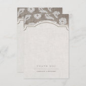 Kant en burlap rustiek land bruiloft dank u bedankkaart (Voorkant / Achterkant)