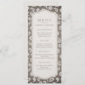 Kant en burlap rustiek land bruiloft menu (Voorkant / Achterkant)