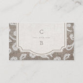 Kant en burlap rustiek land bruiloft plaats kaarte plaatskaartje (Achterkant)