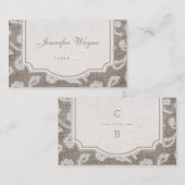 Kant en burlap rustiek land bruiloft plaats kaarte plaatskaartje (Voorkant / Achterkant)