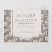 Kant en burlap rustiek land bruiloft receptie informatiekaartje (Voorkant)