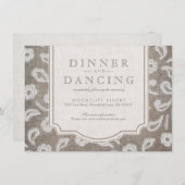 Kant en burlap rustiek land bruiloft receptie informatiekaartje (Voorkant / Achterkant)