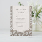 Kant en burlap rustiek land bruiloft RSVP (Staand voorkant)