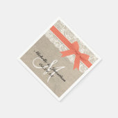 Kant en Burlap Rustieke bruiloft Napkin Coral Servetten (Hoek)
