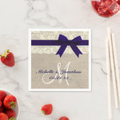 Kant en Burlap Rustieke bruiloft Napkin Navy Servetten (Insitu)