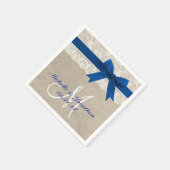 Kant en Burlap Rustieke bruiloft Servet Royal Blue (Hoek)