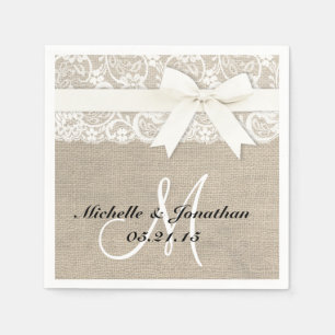 Kant en Burlap Rustieke bruiloft servet wit