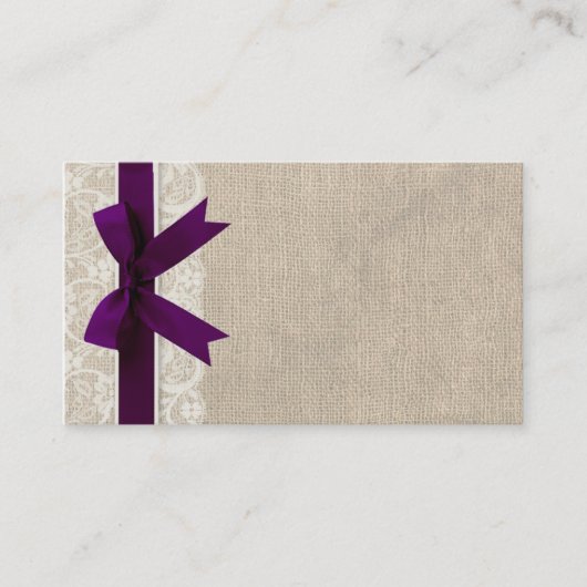 Kant en Burlap Rustieke Trouwnaam Place Card Plaatskaartje (Voorkant)