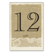 Kant en Burlap Tafelnummer Kaart (Achterkant)