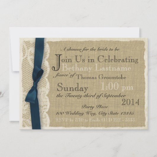 Kant en Burlap Vrijgezellenfeest Kaart (Voorkant)