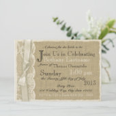 Kant en Burlap Vrijgezellenfeest Kaart (Staand voorkant)