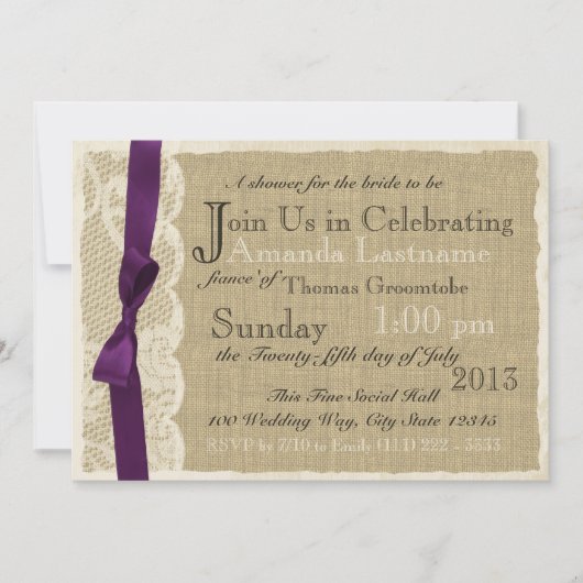  Kant en Burlap Vrijgezellenfeest Kaart (Voorkant)