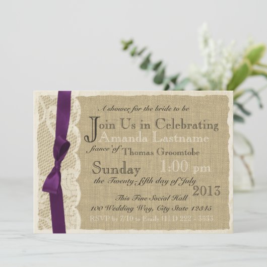  Kant en Burlap Vrijgezellenfeest Kaart (Staand voorkant)