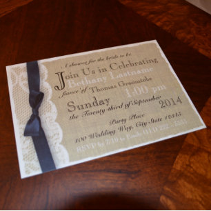  Kant en Burlap Vrijgezellenfeest Kaart