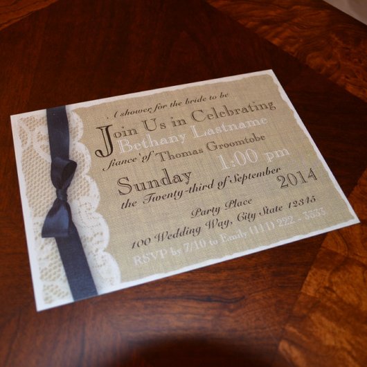  Kant en Burlap Vrijgezellenfeest Kaart