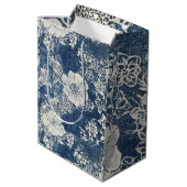  kant en denim textuur medium cadeauzakje (Achterkant Gekanteld)