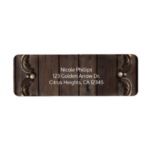 Kant en donker hout roestig vintage westers bruilo etiket
