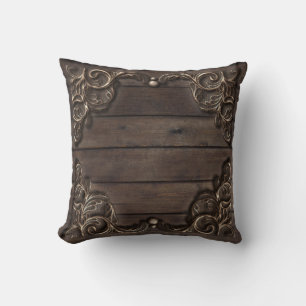 Kant en donker hout rustieke vintage westerse boer kussen
