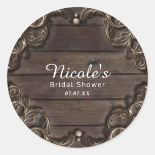 Kant en donker hout rustieke vintage westerse trou ronde sticker