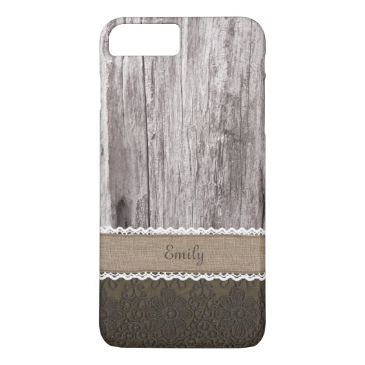 kant en hout Aangepaste naam iPhone 7 Plus Hoesje (Achterkant)