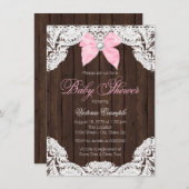 Kant en hout Baby shower Kaart (Voorkant / Achterkant)