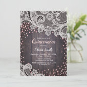 Kant en hout blush glitter rustieke Quinceanera Kaart (Staand voorkant)