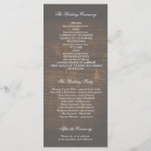 Kant en hout Goud Confetti Rustiek Trouwprogramma Programmakaart (Achterkant)