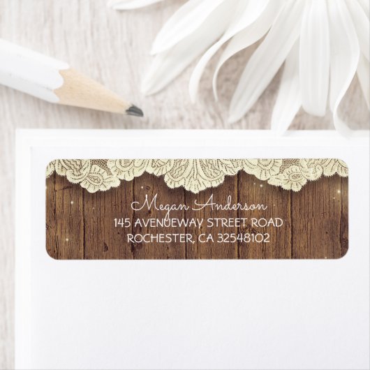 Kant en hout rustieke schuur bruiloft etiket (Insitu)