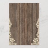 Kant en Hout Script Calligrafie Rustieke Bruiloft Kaart (Achterkant)