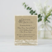 Kant en jute ontvangstkaart uit de oude doos informatiekaartje (Staand voorkant)