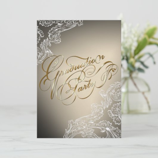 Kant en kalligrafie Afstuderen uitnodiging (Staand voorkant)