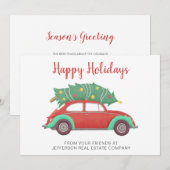 Kant-en-kerstboom voor auto's feestdagenkaart (Voorkant / Achterkant)