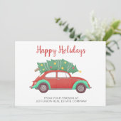 Kant-en-kerstboom voor auto's feestdagenkaart (Staand voorkant)