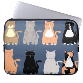 Kant-en-klare Cartoon-kattenpatronen Laptop Sleeve