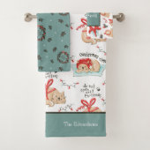 Kant-en-klare kerstflesjes Blauwgroen en wit Bad Handdoek (Insitu)