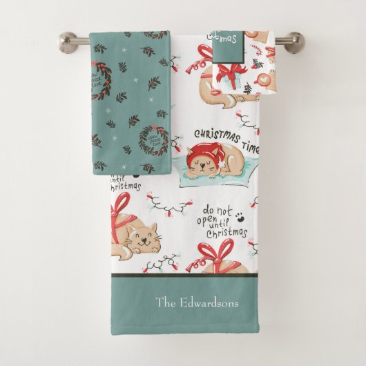 Kant-en-klare kerstflesjes Blauwgroen en wit Bad Handdoek (Insitu)