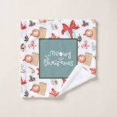 Kant-en-klare kerstflesjes Blauwgroen en wit Bad Handdoek (Wasdoekje)