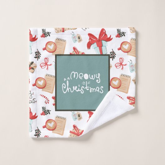 Kant-en-klare kerstflesjes Blauwgroen en wit Bad Handdoek (Wasdoekje)