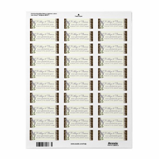 Kant en Lavendel Schuur Hout Adres Etiket (Full Sheet)