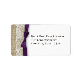 Kant en lint Donker Paars Etiket