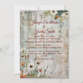 kant en madeliefjes rustieke bruiloft uitnodiging (Voorkant)
