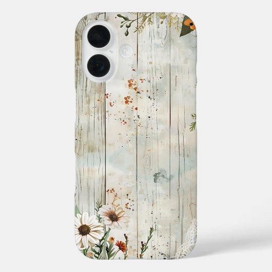  kant en madeliefjes rustieke iPhone hoesje (Achterkant)