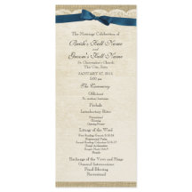  Kant en Navy Blue Bow Trouwprogramma