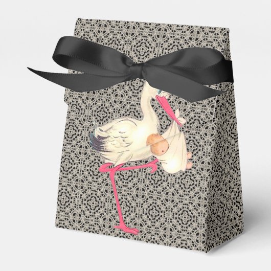  Kant en Ooievaar Baby shower Bedankdoosjes (Voorkant Zijde)