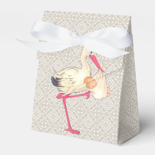 Kant en Ooievaar Baby shower Bedankdoosjes (Voorkant Zijde)