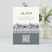  kant en parels Bloemen QR Code Huwelijk Informatiekaartje (Staand voorkant)