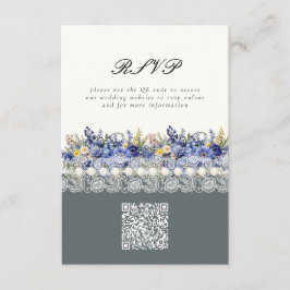 kant en parels Bloemen QR Code Huwelijk Informatiekaartje