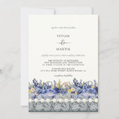 kant en parels bloemenbruiloft kaart (Voorkant)